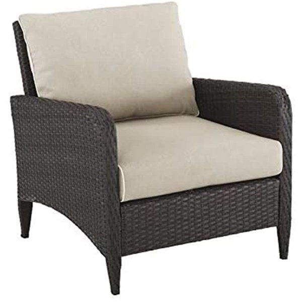 Crosley Kiawah Outdoor Wicker Arm Chair; Sand & Brown KO70066BR-SA